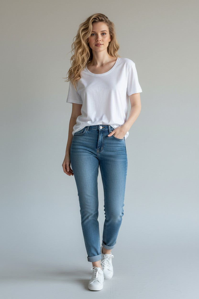 Tezenis 100% medvilnės marškinėliai M | Balti moteriški marškinėliai