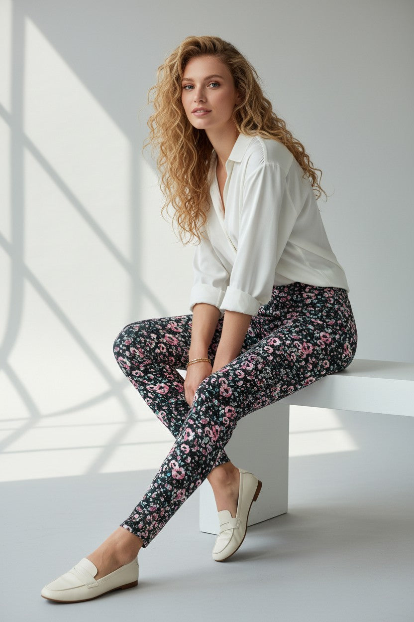 Calzedonia push up džinsai XS | Gėlėti moteriški džinsai